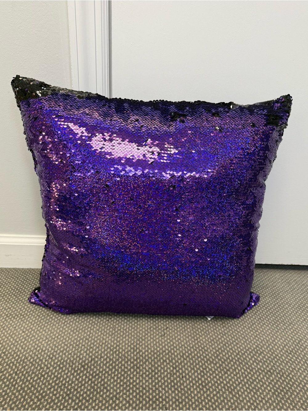 Flip Sequin Decorative Pillow - Purple and Black